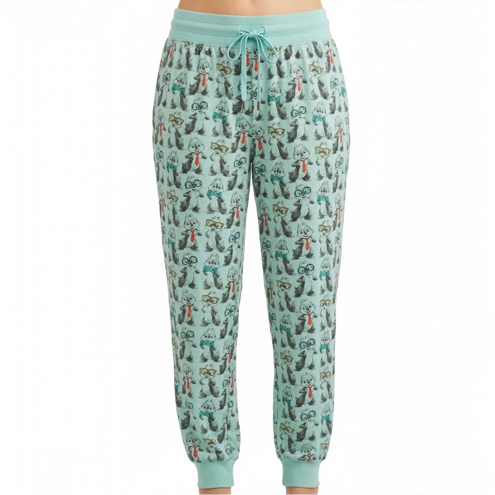 Disney Chip N Dale Mint Green Nerd Glasses Pajama Joggers Pants Large Lounge